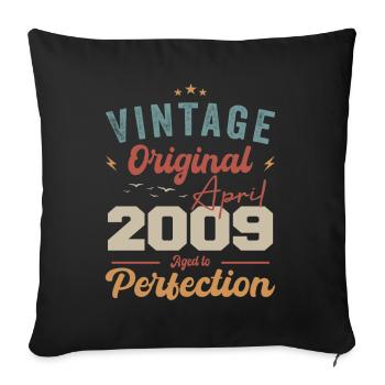 Vintage né en avril 2009 cadeau d’anniversaire - Housse de coussin décorative 45 x 45 cm - noir - Devant