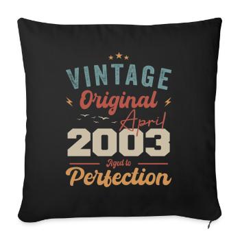 Vintage né en avril 2003 cadeau d’anniversaire - Housse de coussin décorative 45 x 45 cm - noir - Devant