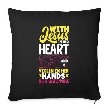 Violin Violin Violinist Violin Player - Sofa pillowcase 17,3'' x 17,3'' (45 x 45 cm) - black - Front