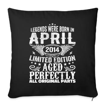 Jahrgang im April 2014 Geburtstagsgeschenk - Sofakissenbezug 45 x 45 cm - Schwarz - Vorne