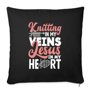 Funny Knitting Knitting Needle Gift - Sofa pillowcase 17,3'' x 17,3'' (45 x 45 cm) - black - Front