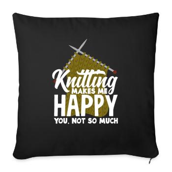 Funny Knitting Knitting Needle Gift - Sofa pillowcase 17,3'' x 17,3'' (45 x 45 cm) - black - Front