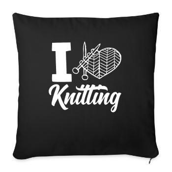 Funny Knitting Knitting Needle Gift - Sofa pillowcase 17,3'' x 17,3'' (45 x 45 cm) - black - Front