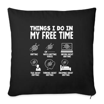 Funny Knitting Knitting Needle Gift - Sofa pillowcase 17,3'' x 17,3'' (45 x 45 cm) - black - Front