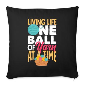 Drôle de tricot à l’aiguille à tricoter cadeau - Housse de coussin décorative 45 x 45 cm - noir - Devant