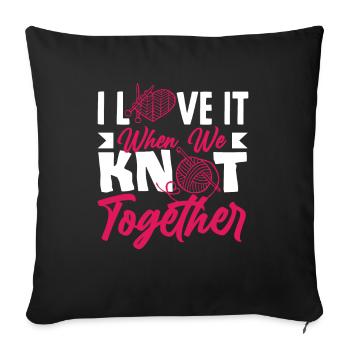 Drôle de tricot à l’aiguille à tricoter cadeau - Housse de coussin décorative 45 x 45 cm - noir - Devant