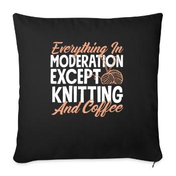 Funny Knitting Knitting Needle Gift - Sofa pillowcase 17,3'' x 17,3'' (45 x 45 cm) - black - Front