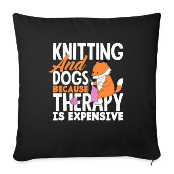 Drôle de tricot à l’aiguille à tricoter cadeau - Housse de coussin décorative 45 x 45 cm - noir - Devant