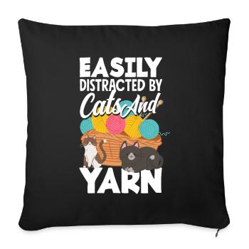 Drôle de tricot à l’aiguille à tricoter cadeau - Housse de coussin décorative 45 x 45 cm - noir - Devant