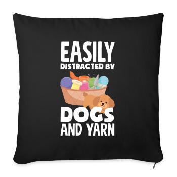 Funny Knitting Knitting Needle Gift - Sofa pillowcase 17,3'' x 17,3'' (45 x 45 cm) - black - Front