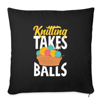 Drôle de tricot à l’aiguille à tricoter cadeau - Housse de coussin décorative 45 x 45 cm - noir - Devant