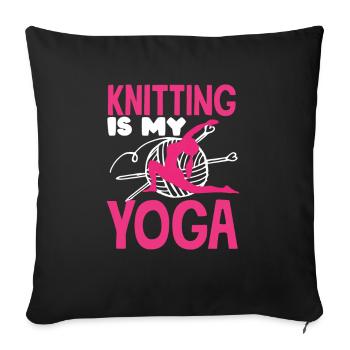 Drôle de tricot à l’aiguille à tricoter cadeau - Housse de coussin décorative 45 x 45 cm - noir - Devant