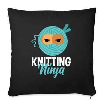 Funny Knitting Knitting Needle Gift - Sofa pillowcase 17,3'' x 17,3'' (45 x 45 cm) - black - Front