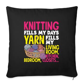 Funny Knitting Knitting Needle Gift - Sofa pillowcase 17,3'' x 17,3'' (45 x 45 cm) - black - Front