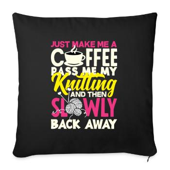 Funny Knitting Knitting Needle Gift - Sofa pillowcase 17,3'' x 17,3'' (45 x 45 cm) - black - Front