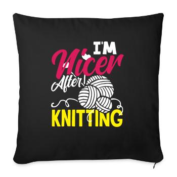 Funny Knitting Knitting Needle Gift - Sofa pillowcase 17,3'' x 17,3'' (45 x 45 cm) - black - Front