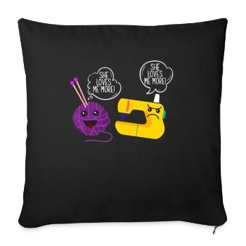Funny Knitting Knitting Needle Gift - Sofa pillowcase 17,3'' x 17,3'' (45 x 45 cm) - black - Front