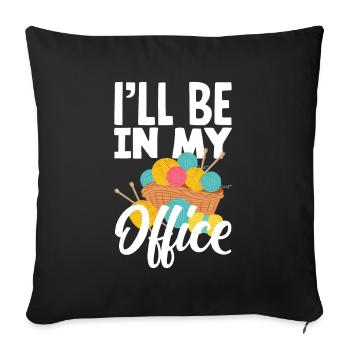 Funny Knitting Knitting Needle Gift - Sofa pillowcase 17,3'' x 17,3'' (45 x 45 cm) - black - Front