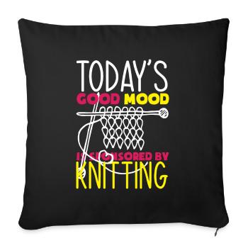 Funny Knitting Knitting Needle Gift - Sofa pillowcase 17,3'' x 17,3'' (45 x 45 cm) - black - Front