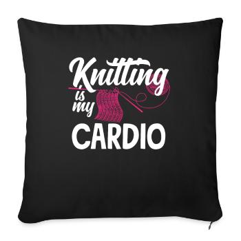 Funny Knitting Knitting Needle Gift - Sofa pillowcase 17,3'' x 17,3'' (45 x 45 cm) - black - Front