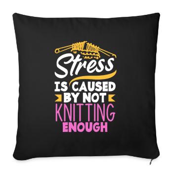 Funny Knitting Knitting Needle Gift - Sofa pillowcase 17,3'' x 17,3'' (45 x 45 cm) - black - Front