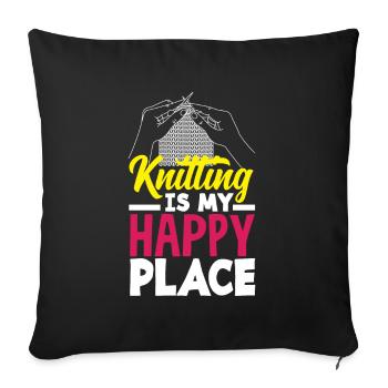Funny Knitting Knitting Needle Gift - Sofa pillowcase 17,3'' x 17,3'' (45 x 45 cm) - black - Front