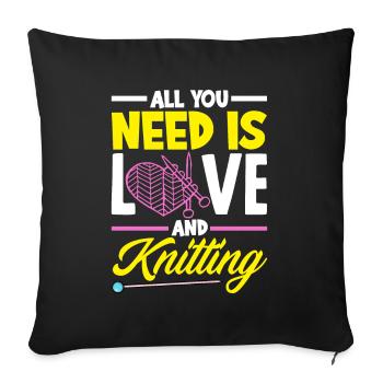 Funny Knitting Knitting Needle Gift - Sofa pillowcase 17,3'' x 17,3'' (45 x 45 cm) - black - Front