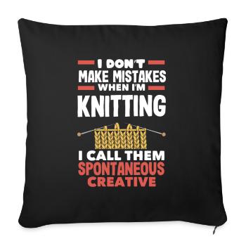 Drôle de tricot à l’aiguille à tricoter cadeau - Housse de coussin décorative 45 x 45 cm - noir - Devant