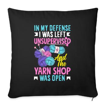 Funny Knitting Knitting Needle Gift - Sofa pillowcase 17,3'' x 17,3'' (45 x 45 cm) - black - Front