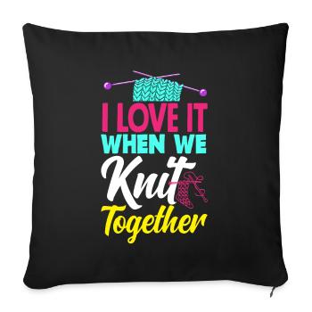 Drôle de tricot à l’aiguille à tricoter cadeau - Housse de coussin décorative 45 x 45 cm - noir - Devant