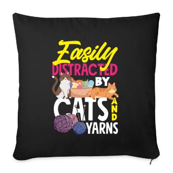 Drôle de tricot à l’aiguille à tricoter cadeau - Housse de coussin décorative 45 x 45 cm - noir - Devant