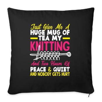 Funny Knitting Knitting Needle Gift - Sofa pillowcase 17,3'' x 17,3'' (45 x 45 cm) - black - Front