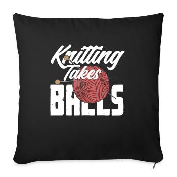 Drôle de tricot à l’aiguille à tricoter cadeau - Housse de coussin décorative 45 x 45 cm - noir - Devant