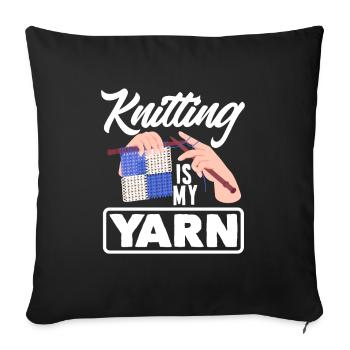 Drôle de tricot à l’aiguille à tricoter cadeau - Housse de coussin décorative 45 x 45 cm - noir - Devant