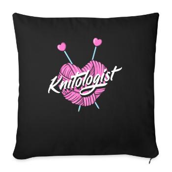 Funny Knitting Knitting Needle Gift - Sofa pillowcase 17,3'' x 17,3'' (45 x 45 cm) - black - Front
