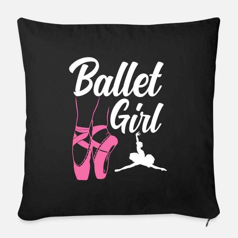 Cadeau de danseuse de ballet ballerine mignonne - Housse de coussin décorative 45 x 45 cm - noir