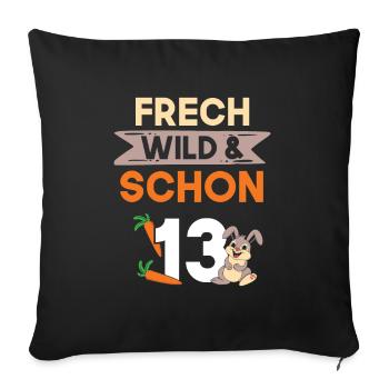 13 Jahre Geburtstag Junge Mädchen Hase Kaninchen - Sofakissenbezug 45 x 45 cm - Schwarz - Vorne