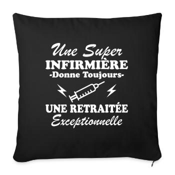 Humour infirmière retraitée Cadeau retraite - Housse de coussin décorative 45 x 45 cm - noir - Devant
