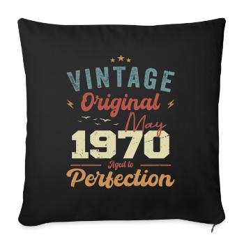 May 1970 Birthday May 1970 Gift May 1970 - Sofa pillowcase 17,3'' x 17,3'' (45 x 45 cm) - black - Front
