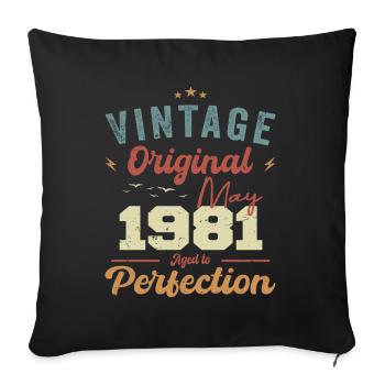 May 1981 Birthday May 1981 Gift May 1981 - Sofa pillowcase 17,3'' x 17,3'' (45 x 45 cm) - black - Front