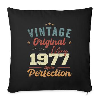 May 1977 Birthday May 1977 Gift May 1977 - Sofa pillowcase 17,3'' x 17,3'' (45 x 45 cm) - black - Front