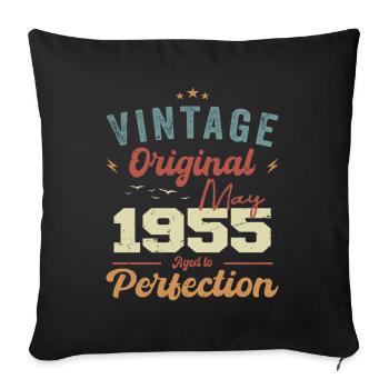 Mai 1955 Anniversaire Mai 1955 Cadeau Mai 1955 - Housse de coussin décorative 45 x 45 cm - noir - Devant