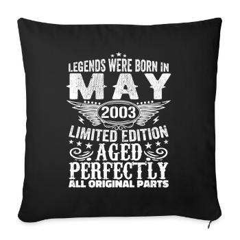 Mai 2003 Cadeau d’anniversaire Mai 2003 Mai - Housse de coussin décorative 45 x 45 cm - noir - Devant