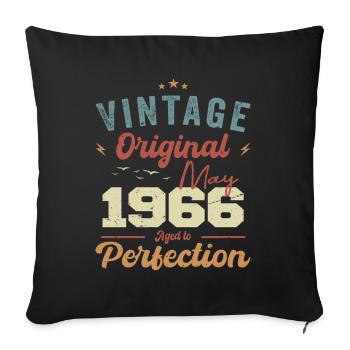 May 1966 Birthday May 1966 Gift May 1966 - Sofa pillowcase 17,3'' x 17,3'' (45 x 45 cm) - black - Front