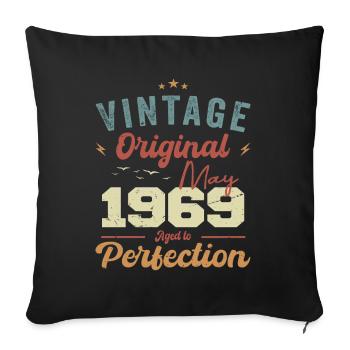 Mai 1969 Anniversaire Mai 1969 Cadeau Mai 1969 - Housse de coussin décorative 45 x 45 cm - noir - Devant