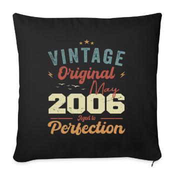 Mai 2006 Anniversaire Mai 2006 Cadeau Mai 2006 - Housse de coussin décorative 45 x 45 cm - noir - Devant