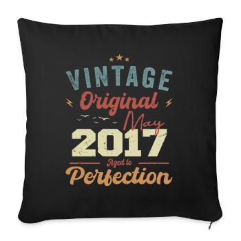 mai 2017 Anniversaire mai 2017 Cadeau mai 2017 - Housse de coussin décorative 45 x 45 cm - noir - Devant
