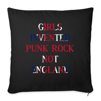 GIRLS INVENTED PUNK ROCK NOT ENGLAND – UNION JACK - Sofa pillowcase 17,3'' x 17,3'' (45 x 45 cm) - black - Front