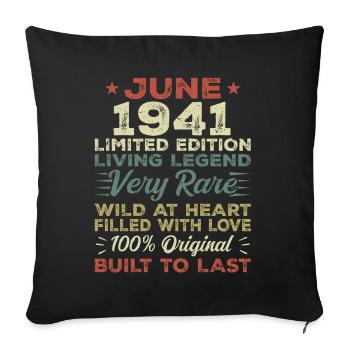 Juin 1941 Anniversaire Juin 1941 Cadeau Juin 1941 - Housse de coussin décorative 45 x 45 cm - noir - Devant