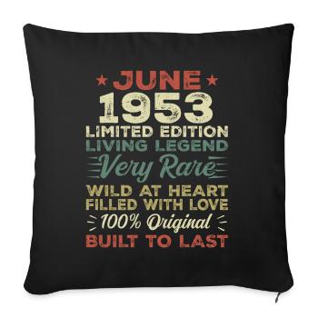 June 1953 Birthday June 1953 Gift June 1953 - Sofa pillowcase 17,3'' x 17,3'' (45 x 45 cm) - black - Front